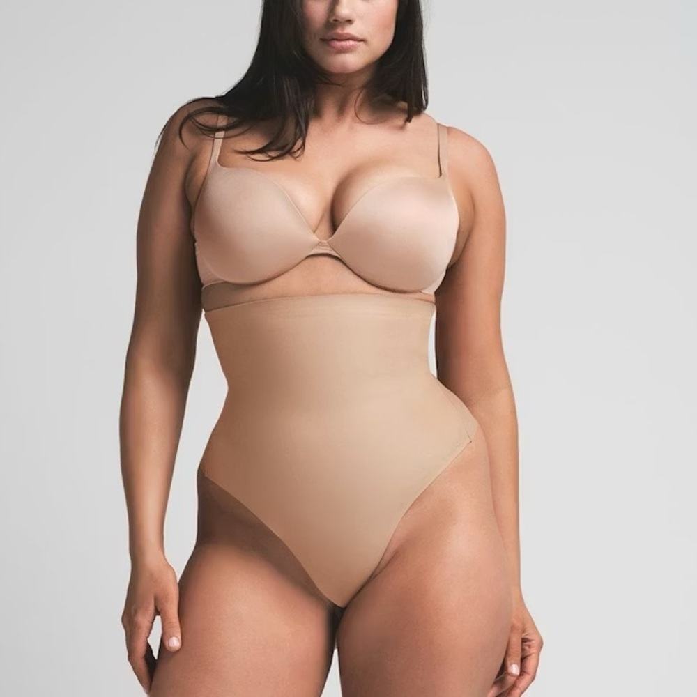 SKIMS Core Sculpt high-waisted thong shapewear clay nude rise underwear